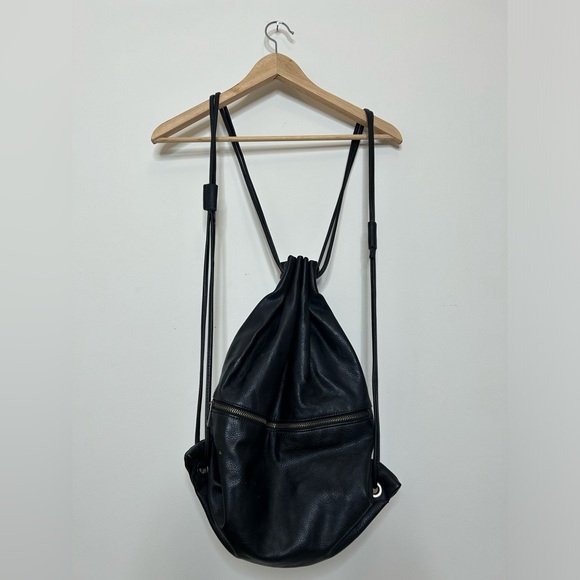 Black Faux-Leather Drawstring Backpack (Forever 21) - Picture 5 of 7